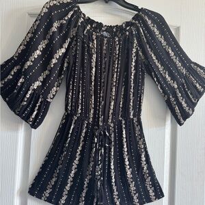 Black and Tan Floral Romper for Fall